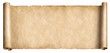 Old long scroll in horizontal position isolated
