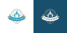 Seafood Logo Or Sign Vector Illustration Fish Market And Restaurant Emblem Template Design Lobster Silhouette