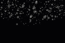 Realistic Falling Snowflakes. Isolated On Black Background. Vector Illustration