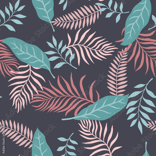 Fotomural Tropical background with palm leaves