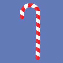 Vector Illustration Of An Isolated Christmas Red And White Candy Cane Sweet.