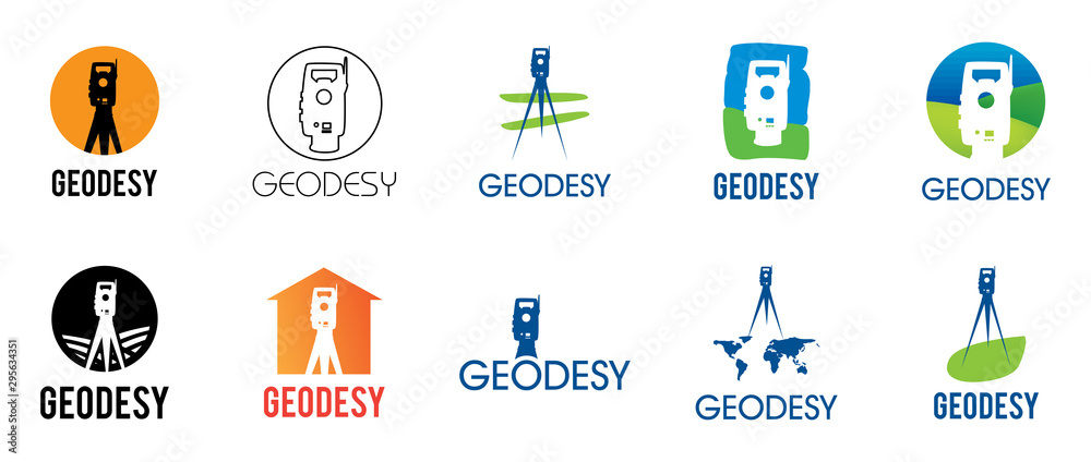 Vector logo of geodesy, design and topography - obrazy, fototapety, plakaty 