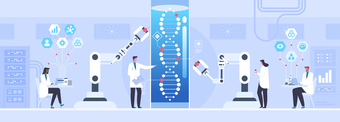 genetic science flat vector illustration