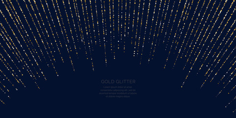 background with gold glitter to place the inscription. poster with lines consisting of particles.