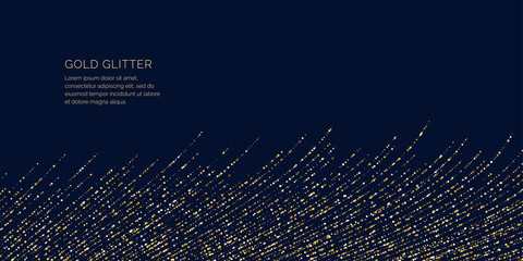 Leinwandbilder - Background with gold glitter to place the inscription. Poster with lines consisting of particles.