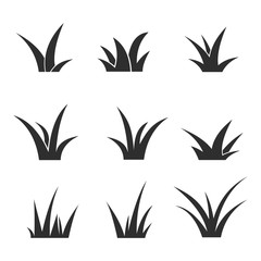 Wall Mural - Black lawn grass icon set vector design template. Isolated on white background.