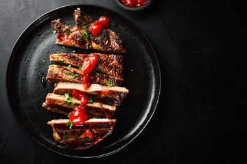 Sticker - Grilled beef steak served on plate