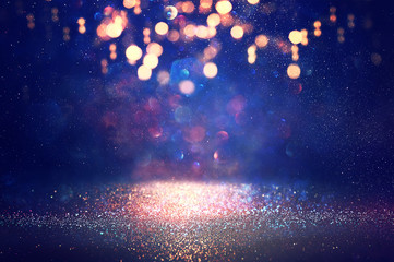 Wall Mural - abstract glitter silver, gold , blue lights background. de-focused