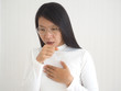 pleural effusion,tuberculosis and pulmonary embolism in asian woman and symptom of cough use for medicine product background and banner design or health care concept.