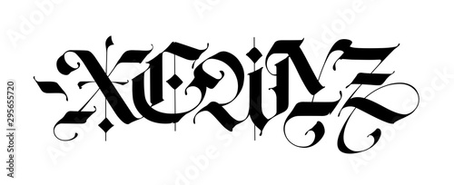 picture Gothic Calligraphy Letter E https stock adobe com images x e w y z in the gothic style letters and symbols on a white background calligraphy with black marker medieval latin letters elegant font for tattoos ancient germanic style 295655720 start checkout 1 content id 295655720