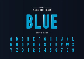 Poster - Round font and alphabet vector, Blue letter typeface and number design, Graphic text on background