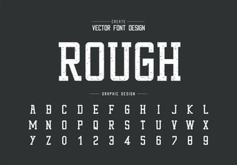 Fototapete - Texture font and grunge alphabet vector, Rough typeface and number design