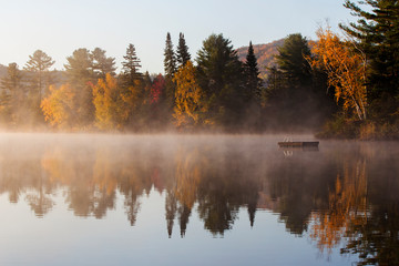 Canvas Print -  Canadian autum in Saurentian Mountains, Quebec