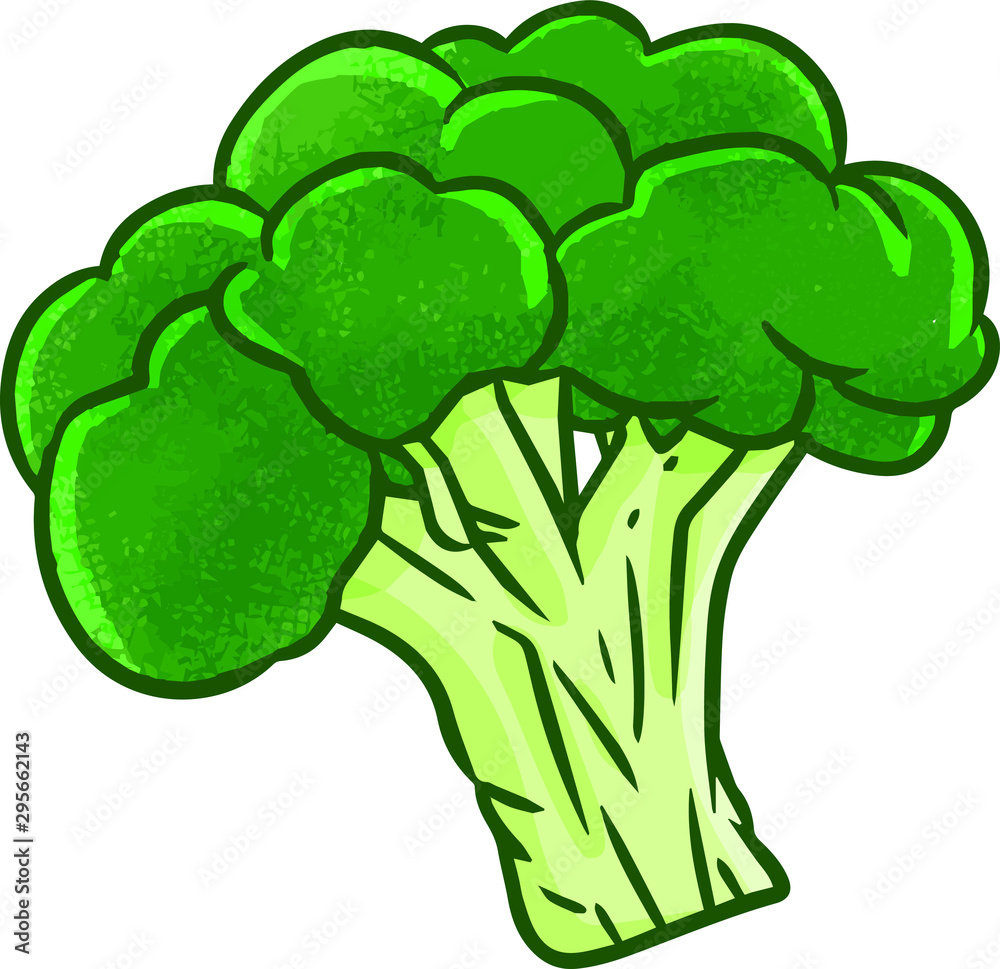 Cute and funny yummy broccoli in simple cartoon style