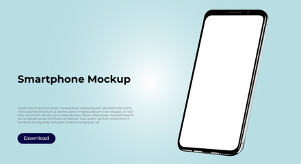 Wall Mural - rotated 3d smartphone mockup template for application presentation
