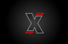 Alphabet Line X Letter Red Black For Company Logo Icon Design