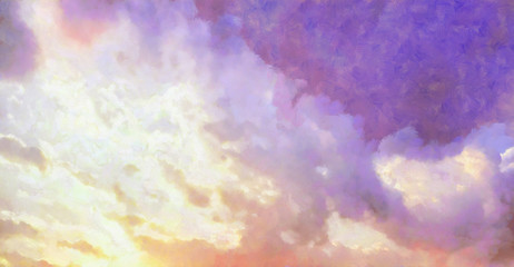 Wall Mural - Beatiful Sky with Clouds Expressive Painting Aesthetic