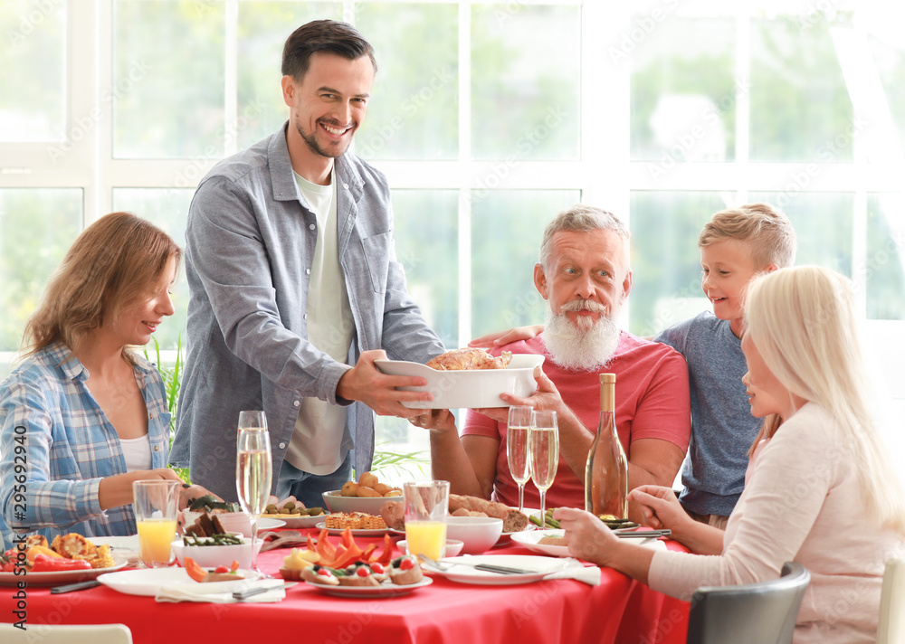 Big family having dinner at home