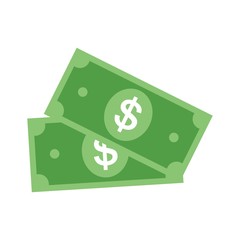 Money icon in flat style isolated on white background. dollar sign isolated.  Vector illustration.