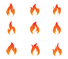 Fire Flame Logo Set Vector Illustration Design Template