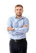 © Pixel-Shot - Portrait of handsome businessman on white background