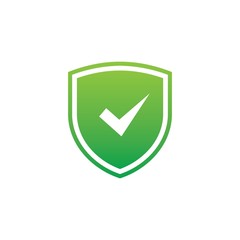 Wall Mural - Shield with a checkmark. Safe and protect logo on white background. Vector illustration.