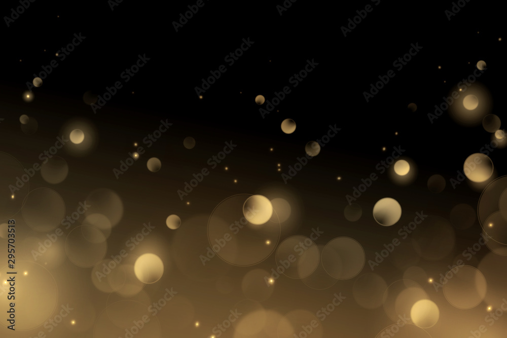 Luxury gold bokeh on black background for decoration - obrazy, fototapety, plakaty 