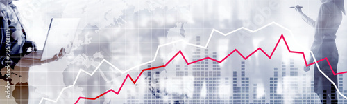 Fotografía Red and White Stock Market Graph. Web header or banner.