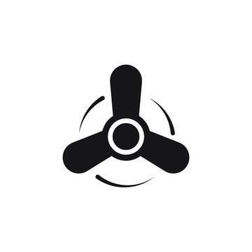 Fan icon in black isolated on white background. Vector illustration