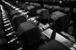 © Augustas Cetkauskas - Close up many metal dumbbells on rack in sport fitness center