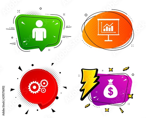 Human Silhouette And Presentation Board With Charts Signs Banner