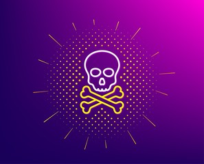Aufkleber - Chemical hazard line icon. Halftone pattern. Laboratory toxic sign. Death skull symbol. Gradient background. Chemical hazard line icon. Yellow halftone pattern. Vector
