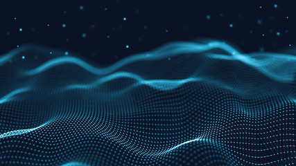 Poster - 3d abstract digital technology background. futuristic sci-fi user interface concept with gradient do