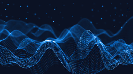 Poster - 3d abstract digital technology background. futuristic sci-fi user interface concept with gradient do