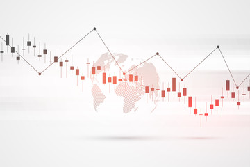 Poster - Stock market graph or forex trading chart for business and financial concepts, reports and investment on grey background.Japanese candles . Vector illustration