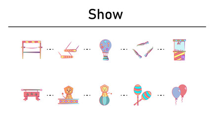 Poster - Show simple concept flat icons set
