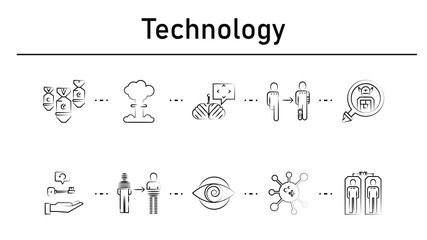 Poster - Technology simple concept icons set.