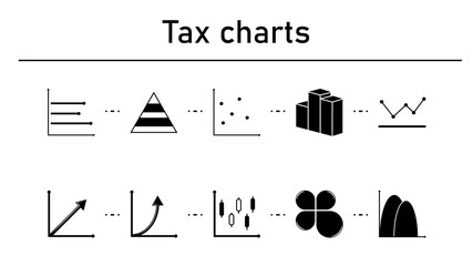 Poster - Tax charts simple concept icons set.