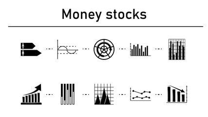 Poster - Money stock simple concept icons set.