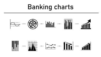 Poster - Banking charts icons set simple concept icons set.