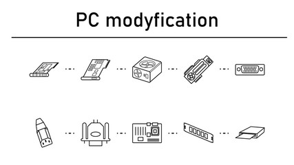 Poster - Pc modification simple concept icons set