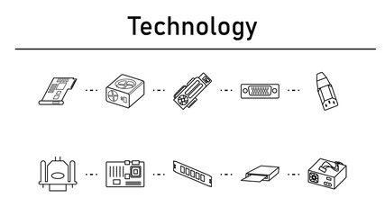 Poster - Technology simple concept icons set.