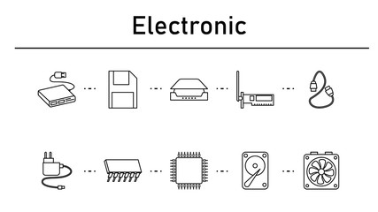 Poster - Electronic simple concept icons set.