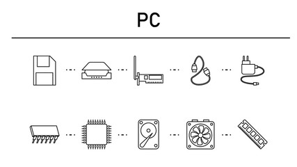 Fototapete - PC simple simple concept icons set.
