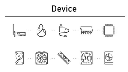 Poster - Device simple concept icons set.
