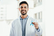 © kleberpicui - Prostate Cancer Awareness. Doctor man holding light Blue Ribbon for supporting people living and illness. Men Healthcare and World cancer day concept