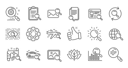 Aufkleber - search line icons. indexation, artificial intelligence and car rental. search images linear icon set