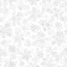 Christmas Seamless Pattern Of Snowflakes, Gray On White Background