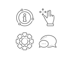 Poster - Move gesture line icon. Chat bubble, info sign elements. Slide arrow sign. Swipe action symbol. Linear move gesture outline icon. Information bubble. Vector