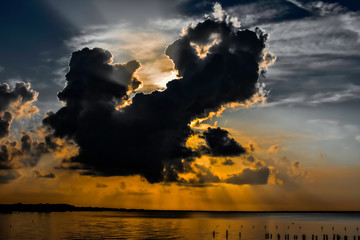 Wall Mural - dramatic sunrise with clouds